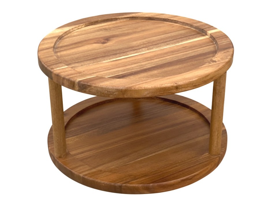 Acacia Wood 2-Tier Rotating Turntable - Versatile Kitchen Organizer